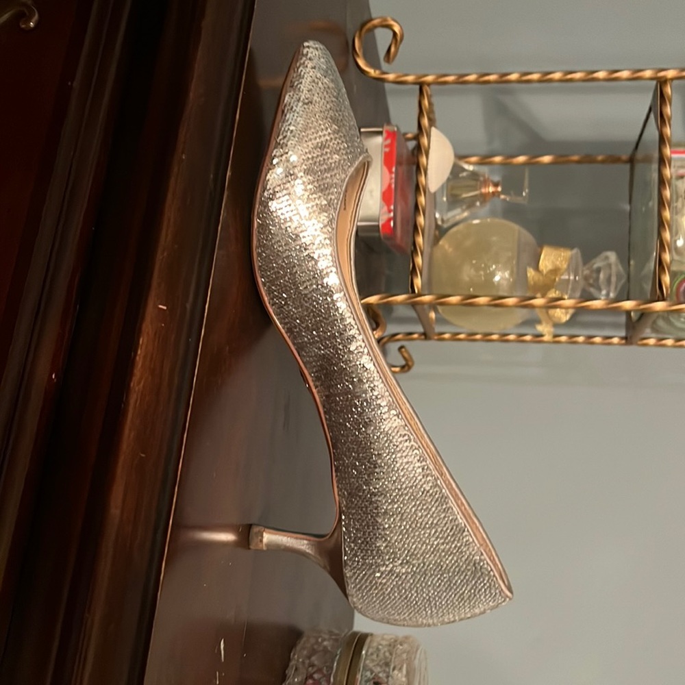 Betsy Johnson formal silver shoes